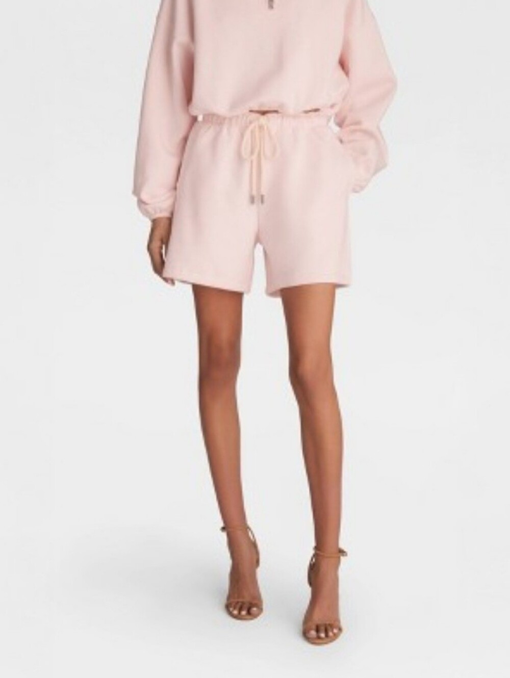 KBB by KAHLANA Women's Mid-Rise 'The Drawcord Sweatshorts' - Light Pink
